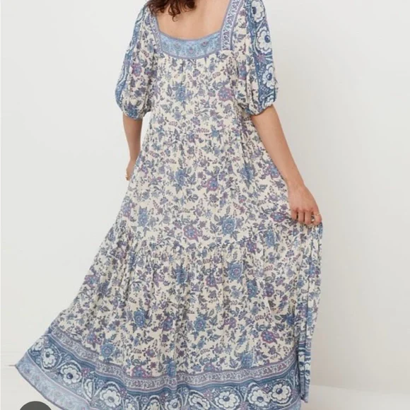 Spell Folk Song Square Neck Gown Sky